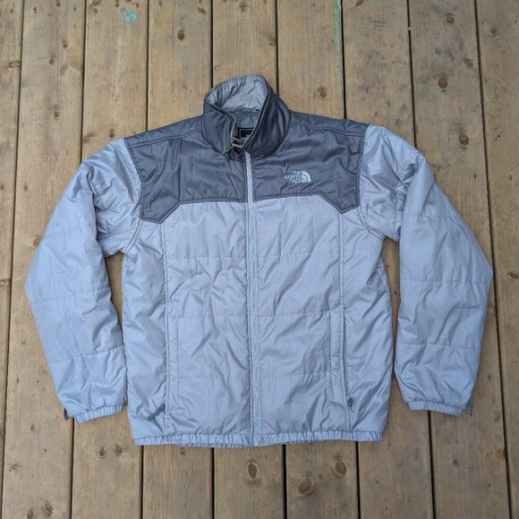 The North Face Men's Puffer Jacket Gray Quilted Insulated Full Zip M - Picture 1 of 8